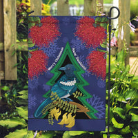 New Zealand Christmas In July Garden Flag Kowhai Tui Bird With Pohutukawa - Blue