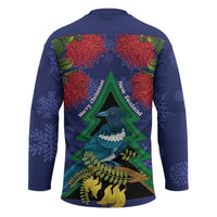 New Zealand Christmas In July Hockey Jersey Kowhai Tui Bird With Pohutukawa - Blue - Polynesian Pride
