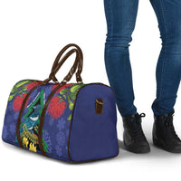 New Zealand Christmas In July Travel Bag Kowhai Tui Bird With Pohutukawa - Blue - Polynesian Pride