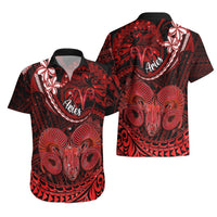 Polynesian Pride Aries Zodiac Hawaiian Shirt Astrological Sign Tribal Plumeria Red Galaxy LT14 - Polynesian Pride