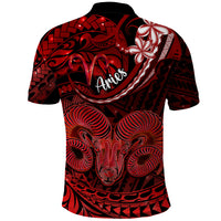 Polynesian Pride Aries Zodiac Polo Shirt Astrological Sign Tribal Plumeria Red Galaxy LT14 - Polynesian Pride