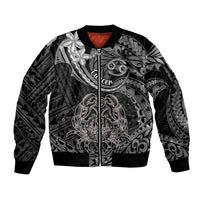 Polynesian Pride Cancer Zodiac Sleeve Zip Bomber Jacket Astrological Sign Tribal Plumeria Grey Galaxy LT14 Unisex Grey - Polynesian Pride