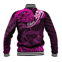 Polynesian Pride Libra Zodiac Baseball Jacket Astrological Sign Tribal Plumeria Pink Galaxy LT14 - Polynesian Pride