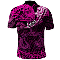 Polynesian Pride Libra Zodiac Polo Shirt Astrological Sign Tribal Plumeria Pink Galaxy LT14 - Polynesian Pride