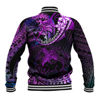 Polynesian Pride Sagittarius Zodiac Baseball Jacket Astrological Sign Tribal Plumeria Purple Galaxy LT14 - Polynesian Pride