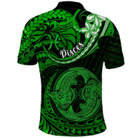 Polynesian Pride Pisces Zodiac Polo Shirt Astrological Sign Tribal Plumeria Green Galaxy LT14 - Polynesian Pride