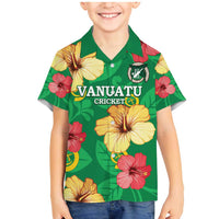 Custom Vanuatu Cricket Family Matching Mermaid Dress and Hawaiian Shirt 2024 Tropical Flowers Version