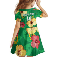 Custom Vanuatu Cricket Kid Short Sleeve Dress 2024 Tropical Flowers Version LT14 - Polynesian Pride