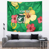 Custom Vanuatu Cricket Tapestry 2024 Tropical Flowers Version LT14 Green - Polynesian Pride