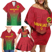 Custom Vanuatu Cricket Family Matching Off Shoulder Short Dress and Hawaiian Shirt 2024 Polynesian Pattern Sporty Style LT14 - Polynesian Pride