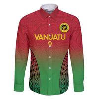 Custom Vanuatu Cricket Family Matching Off Shoulder Short Dress and Hawaiian Shirt 2024 Polynesian Pattern Sporty Style LT14 Dad's Shirt - Long Sleeve Red - Polynesian Pride