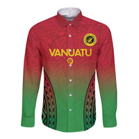 Custom Vanuatu Cricket Long Sleeve Button Shirt 2024 Polynesian Pattern Sporty Style LT14 Unisex Red - Polynesian Pride