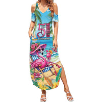 Flamingo Aloha Hawaii Family Matching Summer Maxi Dress and Hawaiian Shirt It's 5 O’Clock Somewhere Tropical Vibes - Polynesian Pride