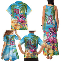Flamingo Aloha Hawaii Family Matching Tank Maxi Dress and Hawaiian Shirt It's 5 O’Clock Somewhere Tropical Vibes - Polynesian Pride