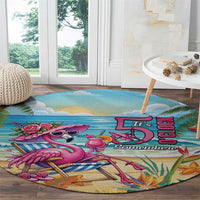 Flamingo Aloha Hawaii Round Carpet It's 5 O’Clock Somewhere Tropical Vibes - Polynesian Pride