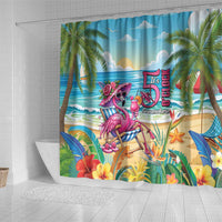 Flamingo Aloha Hawaii Shower Curtain It's 5 O’Clock Somewhere Tropical Vibes - Polynesian Pride