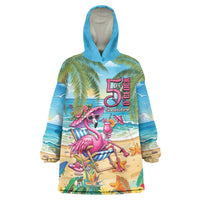 Flamingo Aloha Hawaii Wearable Blanket Hoodie It's 5 O’Clock Somewhere Tropical Vibes - Polynesian Pride