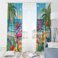 Flamingo Aloha Hawaii Window Curtain It's 5 O’Clock Somewhere Tropical Vibes - Polynesian Pride