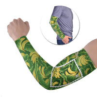 Aloha Hawaii Maia Arm Sleeves Hawaiian Banana Stylized Stamp LT14 Set of 2 Green - Polynesian Pride