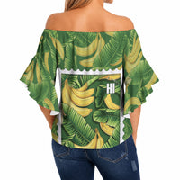 Aloha Hawaii Maia Off Shoulder Wrap Waist Top Hawaiian Banana Stylized Stamp LT14 - Polynesian Pride
