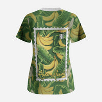 Aloha Hawaii Maia Scrub Top Hawaiian Banana Stylized Stamp LT14 - Polynesian Pride