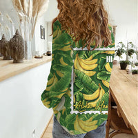 Aloha Hawaii Maia Women Casual Shirt Hawaiian Banana Stylized Stamp LT14 - Polynesian Pride