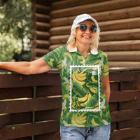 Aloha Hawaii Maia Women Polo Shirt Hawaiian Banana Stylized Stamp LT14 - Polynesian Pride
