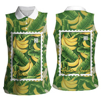 Aloha Hawaii Maia Women Sleeveless Polo Shirt Hawaiian Banana Stylized Stamp LT14 - Polynesian Pride
