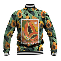 Aloha Hawaii Mikana Baseball Jacket Hawaiian Papaya Stylized Stamp LT14 - Polynesian Pride