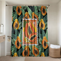 Aloha Hawaii Mikana Bathroom Set Hawaiian Papaya Stylized Stamp LT14 Shower Curtain Only Green - Polynesian Pride