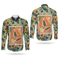 Aloha Hawaii Mikana Couples Matching Short Sleeve Bodycon Dress and Long Sleeve Button Shirt Hawaiian Papaya Stylized Stamp LT14 - Polynesian Pride