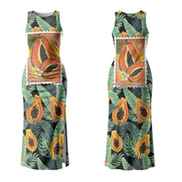 Aloha Hawaii Mikana Couples Matching Tank Maxi Dress and Hawaiian Shirt Hawaiian Papaya Stylized Stamp LT14 - Polynesian Pride
