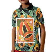 Aloha Hawaii Mikana Kid Polo Shirt Hawaiian Papaya Stylized Stamp LT14 Kid Green - Polynesian Pride