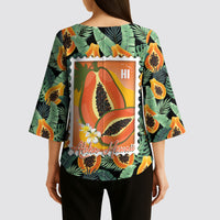 Aloha Hawaii Mikana Kimono Sleeve Blouse Hawaiian Papaya Stylized Stamp LT14 - Polynesian Pride
