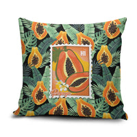 Aloha Hawaii Mikana Pillow Cover Hawaiian Papaya Stylized Stamp LT14 Green - Polynesian Pride