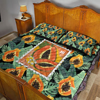 Aloha Hawaii Mikana Quilt Bed Set Hawaiian Papaya Stylized Stamp LT14 - Polynesian Pride