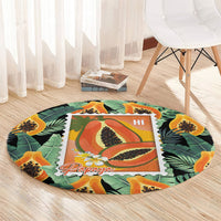 Aloha Hawaii Mikana Round Carpet Hawaiian Papaya Stylized Stamp LT14 - Polynesian Pride