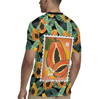 Aloha Hawaii Mikana Rugby Jersey Hawaiian Papaya Stylized Stamp LT14 - Polynesian Pride