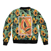 Aloha Hawaii Mikana Sleeve Zip Bomber Jacket Hawaiian Papaya Stylized Stamp LT14 - Polynesian Pride
