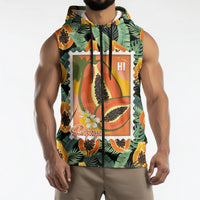 Aloha Hawaii Mikana Sleeveless Zip Hoodie Hawaiian Papaya Stylized Stamp LT14 - Polynesian Pride