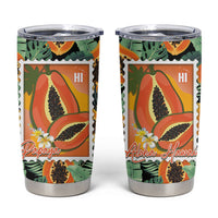 Aloha Hawaii Mikana Tumbler Cup Hawaiian Papaya Stylized Stamp LT14 Green - Polynesian Pride