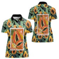 Aloha Hawaii Mikana Women Polo Shirt Hawaiian Papaya Stylized Stamp LT14 - Polynesian Pride