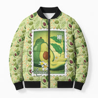 Aloha Hawaii Avocado Bomber Puffer Jacket Hawaiian Fruit Stylized Stamp LT14 Unisex Green - Polynesian Pride