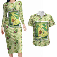 Aloha Hawaii Avocado Couples Matching Long Sleeve Bodycon Dress and Hawaiian Shirt Hawaiian Fruit Stylized Stamp LT14 Green - Polynesian Pride