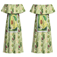 Aloha Hawaii Avocado Couples Matching Off Shoulder Maxi Dress and Long Sleeve Button Shirt Hawaiian Fruit Stylized Stamp LT14 - Polynesian Pride