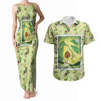 Aloha Hawaii Avocado Couples Matching Tank Maxi Dress and Hawaiian Shirt Hawaiian Fruit Stylized Stamp LT14 Green - Polynesian Pride