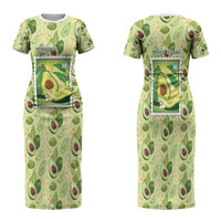 Aloha Hawaii Avocado Family Matching Short Sleeve Bodycon Dress and Hawaiian Shirt Hawaiian Fruit Stylized Stamp LT14 Mom's Dress Green - Polynesian Pride