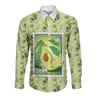 Aloha Hawaii Avocado Long Sleeve Button Shirt Hawaiian Fruit Stylized Stamp LT14 Unisex Green - Polynesian Pride