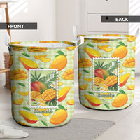 Aloha Hawaii Manako Palaka Motifs Laundry Basket Hawaiian Mango Stylized Stamp LT14 - Polynesian Pride