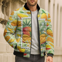 Aloha Hawaii Manako Palaka Motifs Bomber Puffer Jacket Hawaiian Mango Stylized Stamp LT14 - Polynesian Pride